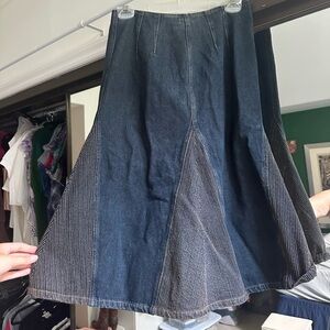 Vintage Handsewn Denim Midi Skirt